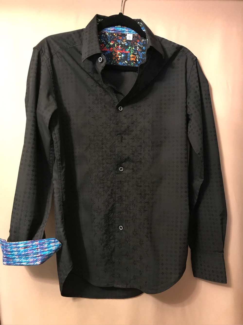 Robert Graham Black Men's Dress Shirt with Subtle Pattern
